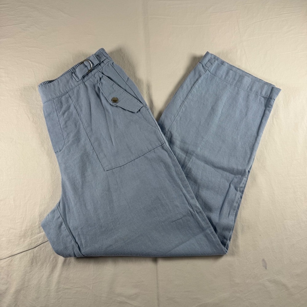 Marc New York Women's Size M Light Blue Linen Blend Elastic Waist Pants